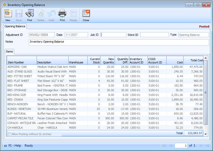 Inventory Chart Of Accounts