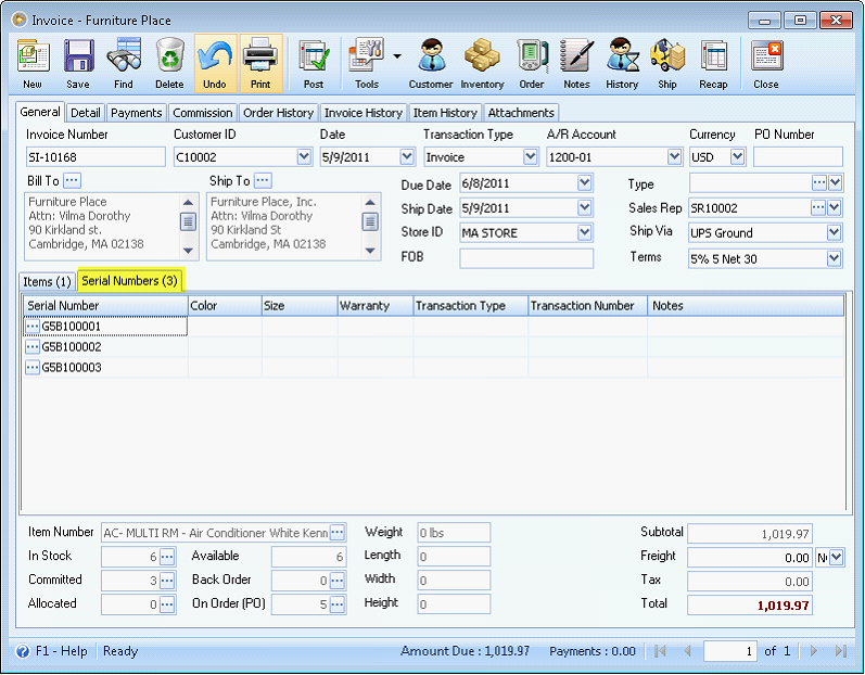 manual entry of serial number6