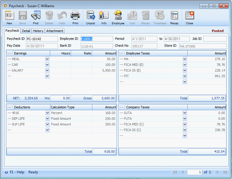 Payroll > Voiding Paycheck when Enable check reversal for voiding