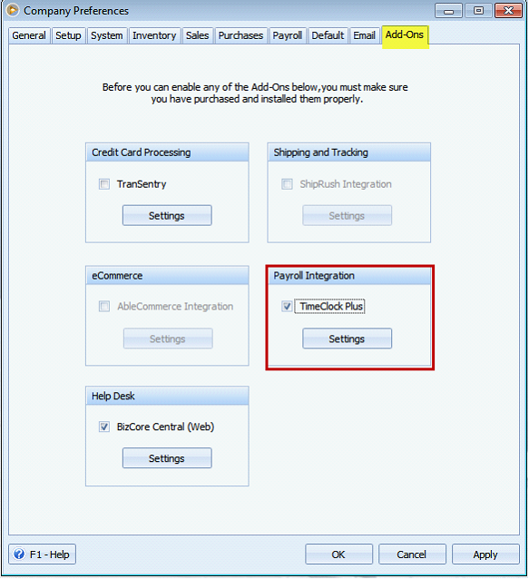TimeClock Plus and VisionCore Integration > Setting up TimeClock Plus
